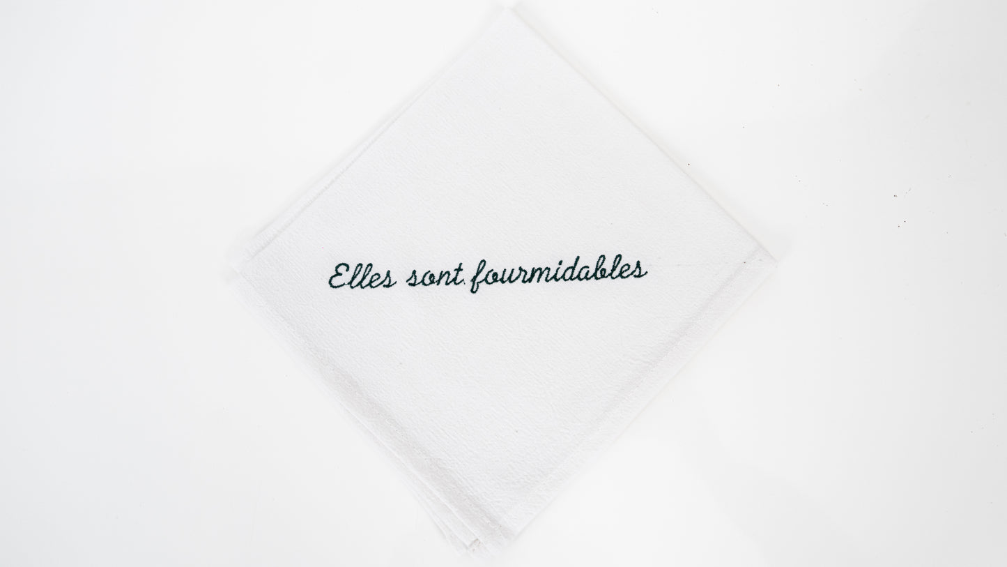 Torchon brodé "Je suis fourmidable à ils sont fourmidables"