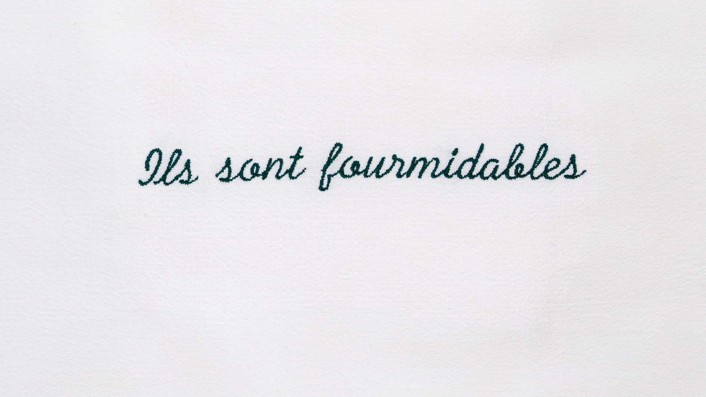 Torchon brodé "Je suis fourmidable à ils sont fourmidables"